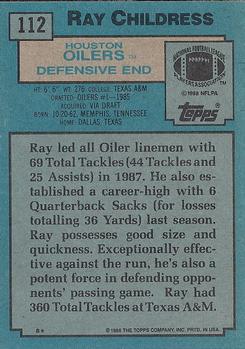 1988 Topps #112 Ray Childress Back