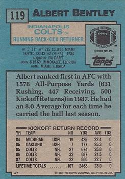 1988 Topps #119 Albert Bentley Back