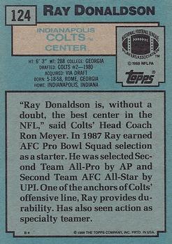 1988 Topps #124 Ray Donaldson Back