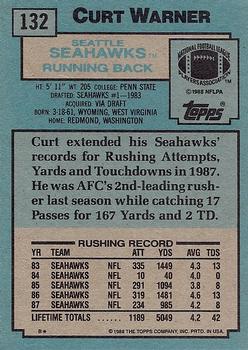 1988 Topps #132 Curt Warner Back