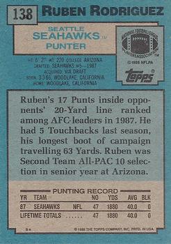 1988 Topps #138 Ruben Rodriguez Back