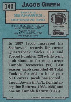 1988 Topps #140 Jacob Green Back