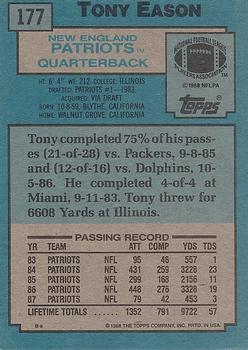 1988 Topps #177 Tony Eason Back