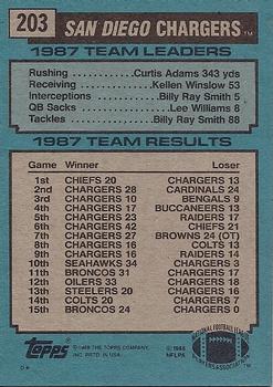 1988 Topps #203 Chargers Team Leaders - Kellen Winslow Back