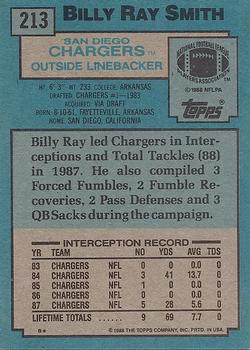 1988 Topps #213 Billy Ray Smith Back