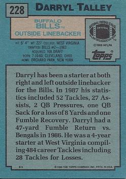 1988 Topps #228 Darryl Talley Back