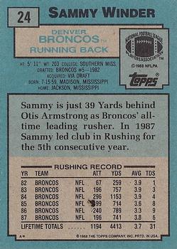 1988 Topps #24 Sammy Winder Back