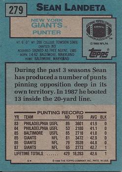 1988 Topps #279 Sean Landeta Back