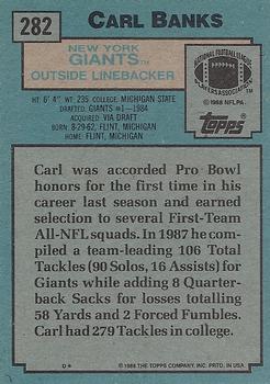 1988 Topps #282 Carl Banks Back