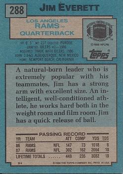 1988 Topps #288 Jim Everett Back
