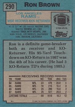 1988 Topps #290 Ron Brown Back