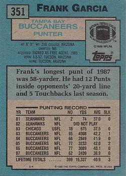 1988 Topps #351 Frank Garcia Back