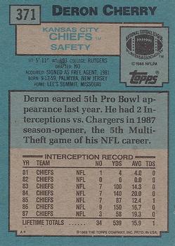 1988 Topps #371 Deron Cherry Back