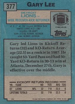 1988 Topps #377 Gary Lee Back
