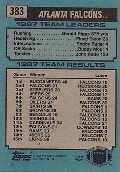 1988 Topps #383 Falcons Team Leaders - Gerald Riggs Back