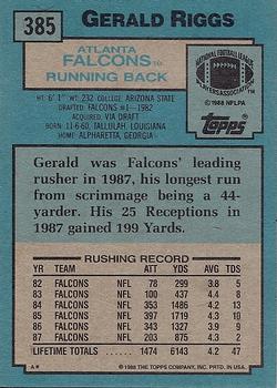 1988 Topps #385 Gerald Riggs Back