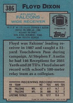 1988 Topps #386 Floyd Dixon Back