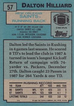 1988 Topps #57 Dalton Hilliard Back