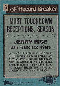 1988 Topps #6 Jerry Rice Back