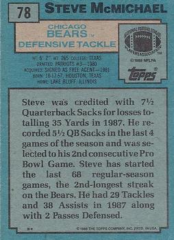 1988 Topps #78 Steve McMichael Back