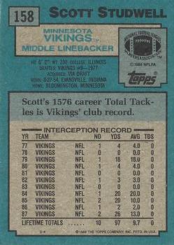 1988 Topps #158 Scott Studwell Back