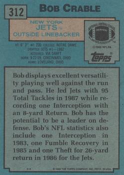 1988 Topps #312 Bob Crable Back
