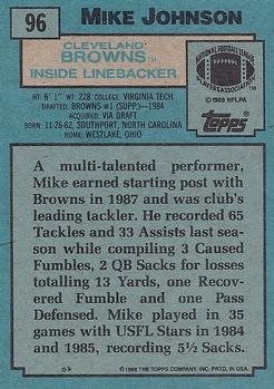 1988 Topps #96 Mike Johnson Back