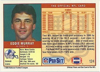 1989 Pro Set #124 Eddie Murray Back