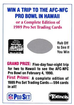 1989 Pro Set #NNO Totino's Pro Bowl Scratch Off Game Front