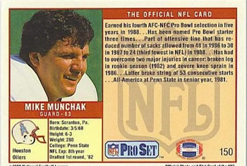 1989 Pro Set #150 Mike Munchak Back