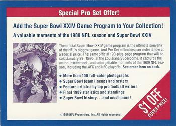 1989 Pro Set #NNO Super Bowl XXIV Game Program Offer Front