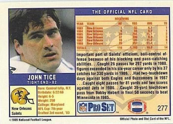 1989 Pro Set #277 John Tice Back