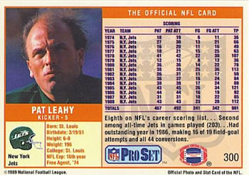 1989 Pro Set #300 Pat Leahy Back