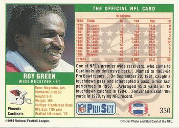 1989 Pro Set #330 Roy Green Back