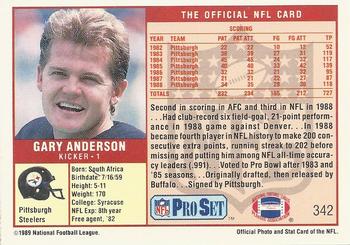 1989 Pro Set #342 Gary Anderson Back