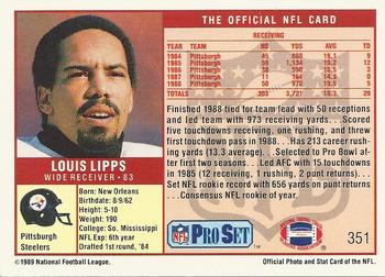 1989 Pro Set #351 Louis Lipps Back