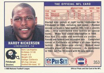 1989 Pro Set #353 Hardy Nickerson Back