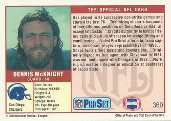 1989 Pro Set #360 Dennis McKnight Back