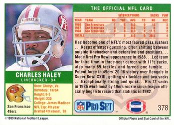 1989 Pro Set #378 Charles Haley Back