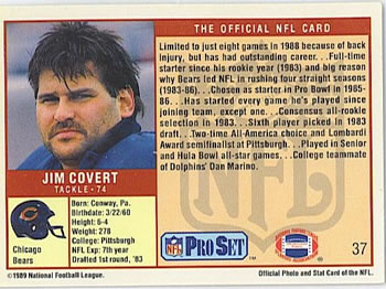 1989 Pro Set #37 Jim Covert Back