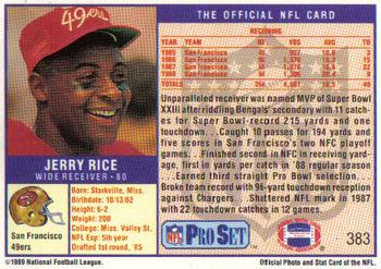 1989 Pro Set #383 Jerry Rice Back
