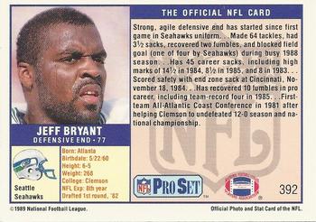 1989 Pro Set #392 Jeff Bryant Back