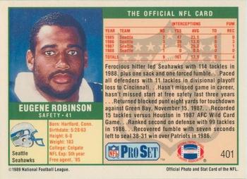 1989 Pro Set #401 Eugene Robinson Back