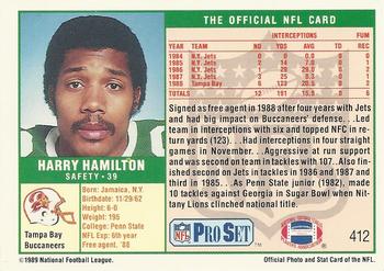 1989 Pro Set #412 Harry Hamilton Back