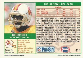 1989 Pro Set #417 Bruce Hill Back