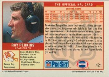 1989 Pro Set #421 Ray Perkins Back