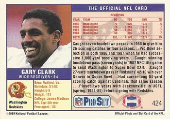 1989 Pro Set #424 Gary Clark Back