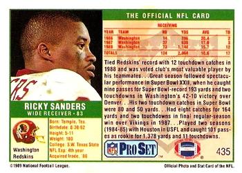 1989 Pro Set #435 Ricky Sanders Back