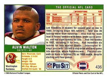 1989 Pro Set #436 Alvin Walton Back