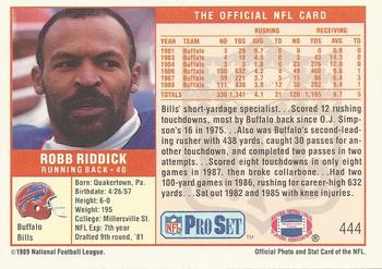 1989 Pro Set #444 Robb Riddick Back